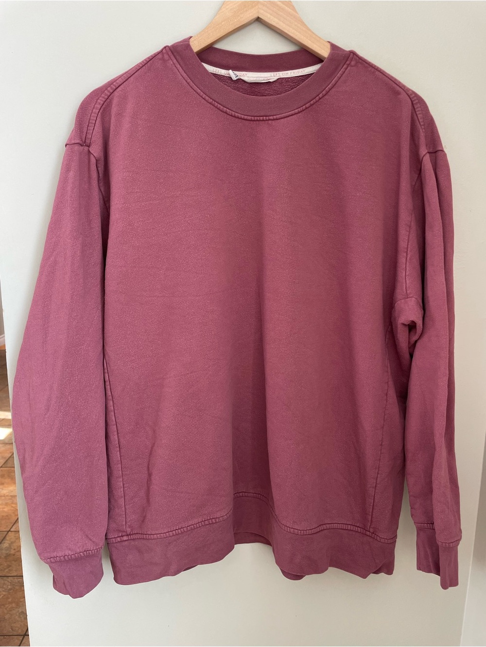 Left on Friday Victory Lap Sweatshirt Size S/M Washed Rose Casual Comfy - Picture 2 of 8